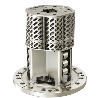 HyTan NEG-Ion pump, 1000 series NEG module, Ø98 mm body with 6 CFF flange and SAFECONN high-voltage feedthrough