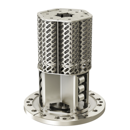 HyTan NEG-Ion pump, 1500 series NEG module, Ø98 mm body with 6 CFF flange and SAFECONN high-voltage feedthrough